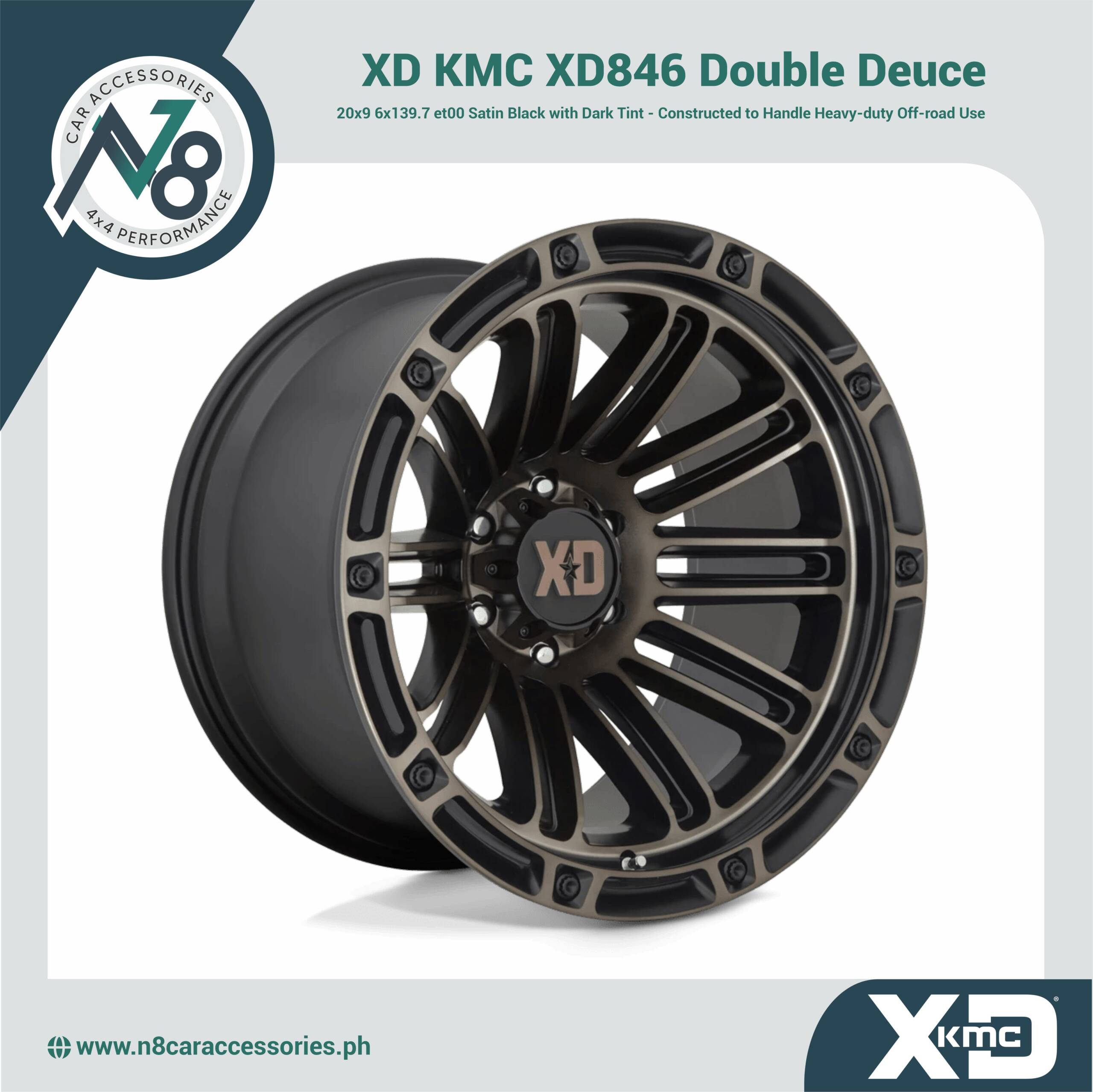 XD KMC XD846 Double Deuce 20x9 6x139.7 et00 Satin Black with Dark Tint Genuine
