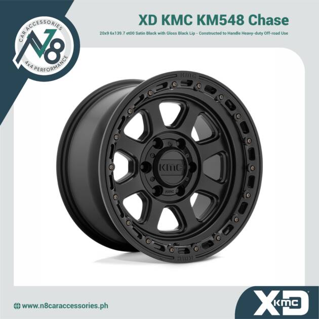 XD KMC KM548 Chase 20x9 6x139.7 et00 Satin Black with Gloss Black Lip Genuine