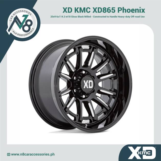 XD KMC XD865 Phoenix 20x9 6x114.3 et18 Gloss Black Milled Genuine