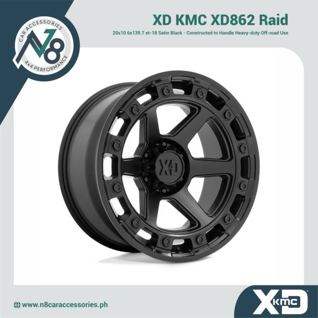 XD KMC XD862 Raid 20x10 6x139.7 et-18 Satin Black Genuine
