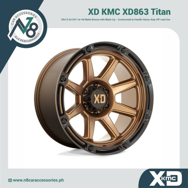 XD KMC XD863 Titan 20x12 6x139.7 et-44 Matte Bronze with Black Lip Genuine