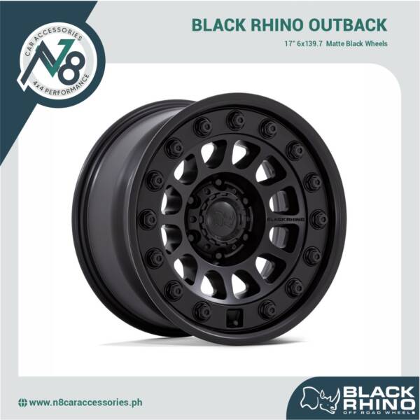 BLACK RHINO Outback 17" 6x139.7 Matte Black Wheels Genuine