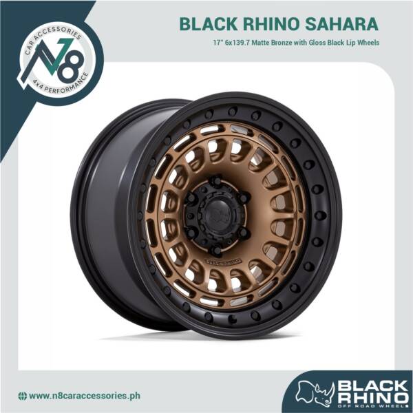 BLACK RHINO Sahara 17" 6x139.7 Matte Bronze with Gloss Black Lip Genuine