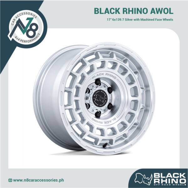 BLACK RHINO Awol 17" 6x139.7 Silver with Machined Face Wheels Genuine