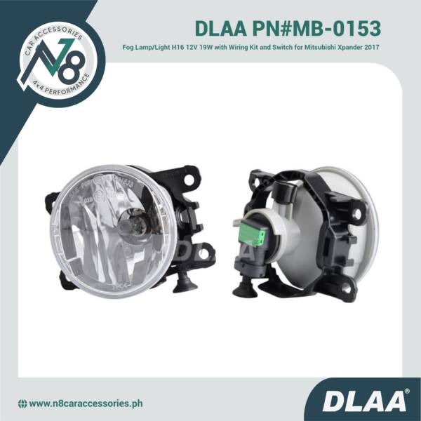 DLAA Fog Lamp / Fog Light H16 12V 19W with Wiring Kit and Switch for Mitsubishi Xpander 2017 (2 pieces) - PN#MB-0153 Genuine