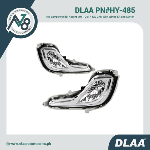 DLAA Fog Lamp Hyundai Accent 2011-2017 12V 27W with Wiring Kit and Switch (2 pieces) - PN#HY-485 Genuine