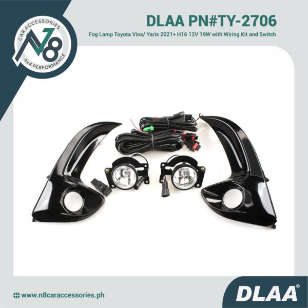 DLAA Fog Lamp Toyota Vios/ Yaris 2021+ H16 12V 19W with Wiring Kit and Switch (2 pieces) - PN#TY-2706 Genuine