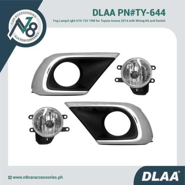 DLAA Fog Lamp / Fog Light H16 12V 19W for Toyota Innova 2014 with Wiring Kit and Switch (2 pieces) - PN#TY-644 Genuine