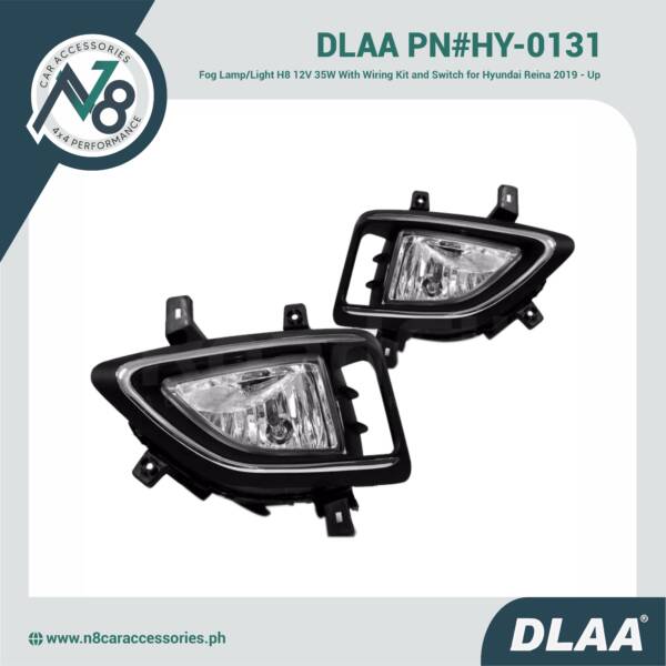 DLAA Fog Lamp / Fog Light H8 12V 35W With Wiring Kit and Switch for Hyundai Reina 2019-up (2 pieces) - PN#HY-0131 Genuine