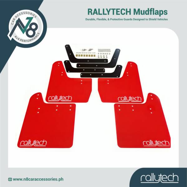 RALLYTECH Red Mudflaps (4 PIECES) Genuine