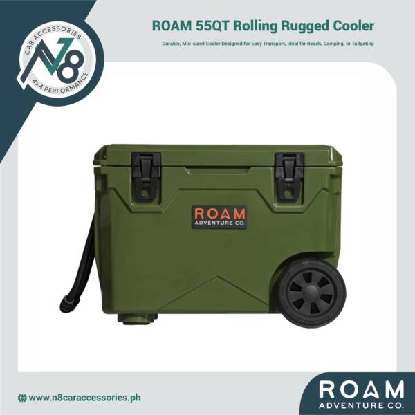 ROAM 55QT Rolling Rugged Cooler (OD GREEN) Genuine