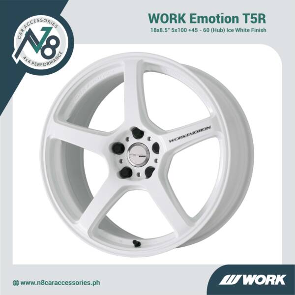 WORK Emotion T5R 18x8.5" 5x100 +45 - 60 (Hub) Ice White Genuine