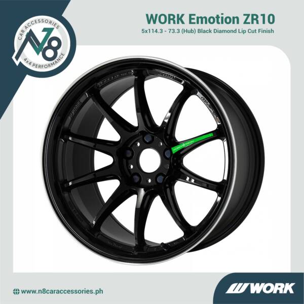 WORK Emotion ZR10 5x114.3 - 73.3 (Hub) Black Diamond Lip Cut Genuine