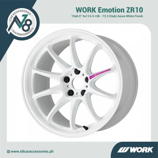 WORK Emotion ZR10 19x8.5'' 5x114.3 +38 - 73.3 (Hub) Azure White Genuine