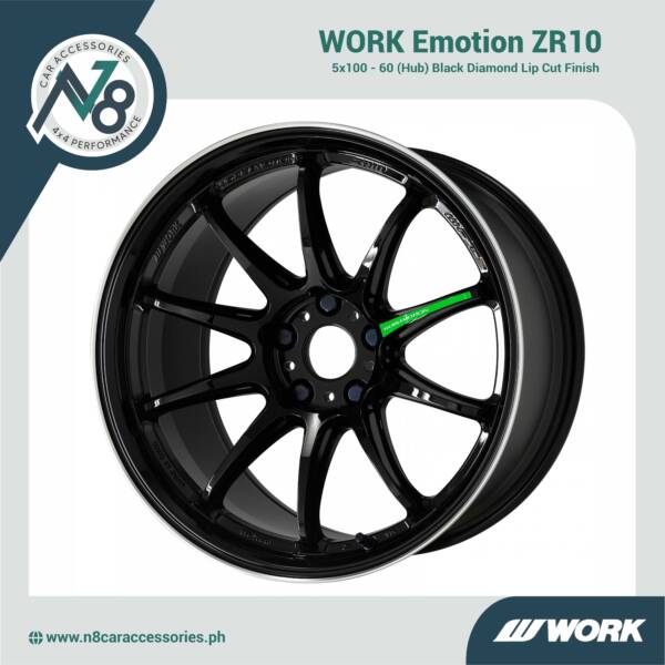 WORK Emotion ZR10 5x100 - 60 (Hub) Black Diamond Lip Cut Genuine