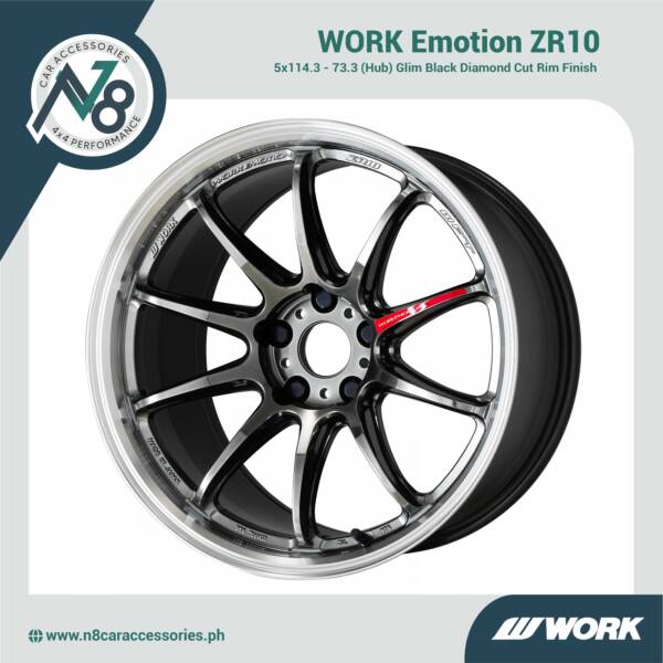 WORK Emotion ZR10 5x114.3 - 73.3 (Hub) Glim Black Diamond Cut Rim Genuine