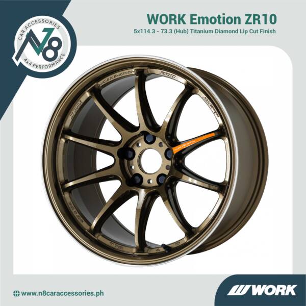 WORK Emotion ZR10 5x114.3 - 73.3 (Hub) Titanium Diamond Lip Cut Genuine