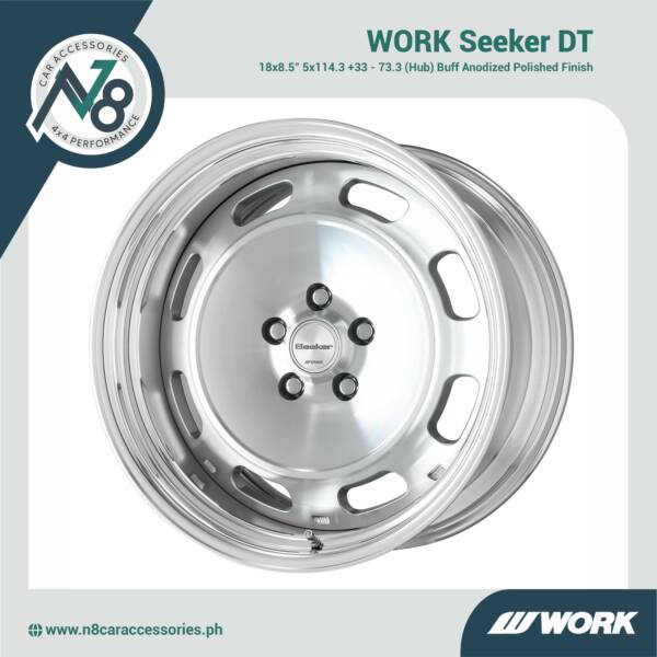 WORK Seeker DT 18x8.5" 5x114.3 +33 - 73.3 (Hub) Buff Anodized Polished Genuine