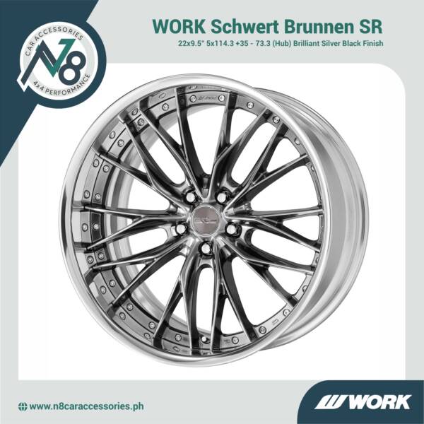 WORK Schwert Brunnen SR 22x9.5" 5x114.3 +35 - 73.3 (Hub) Brilliant Silver Black Genuine