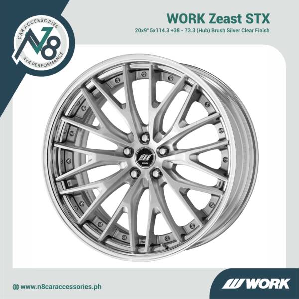 WORK Zeast STX 20x9" 5x114.3 +38 - 73.3 (Hub) Brush Silver Clear Genuine