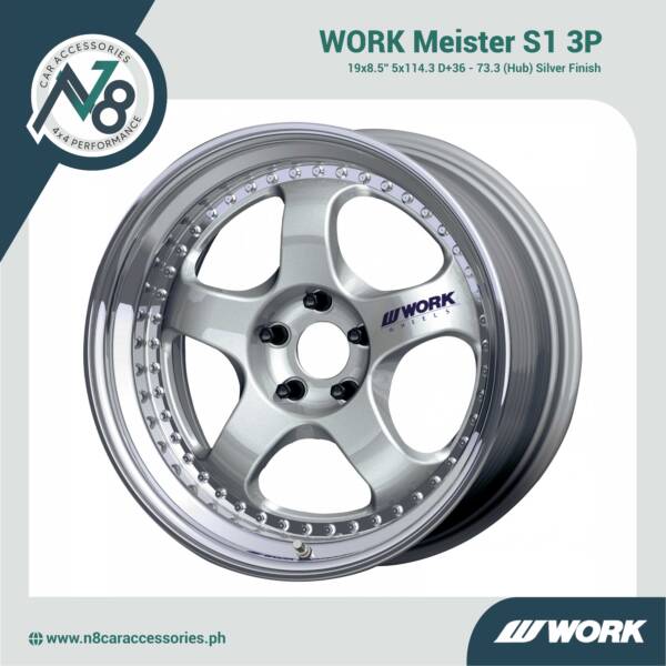 WORK Meister S1 3P 19x8.5'' 5x114.3 D+36 - 73.3 (Hub) Silver Genuine
