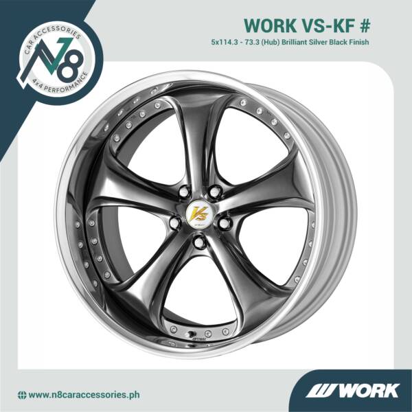 WORK VS-KF # 5x114.3 - 73.3 (Hub) Brilliant Silver Black Genuine