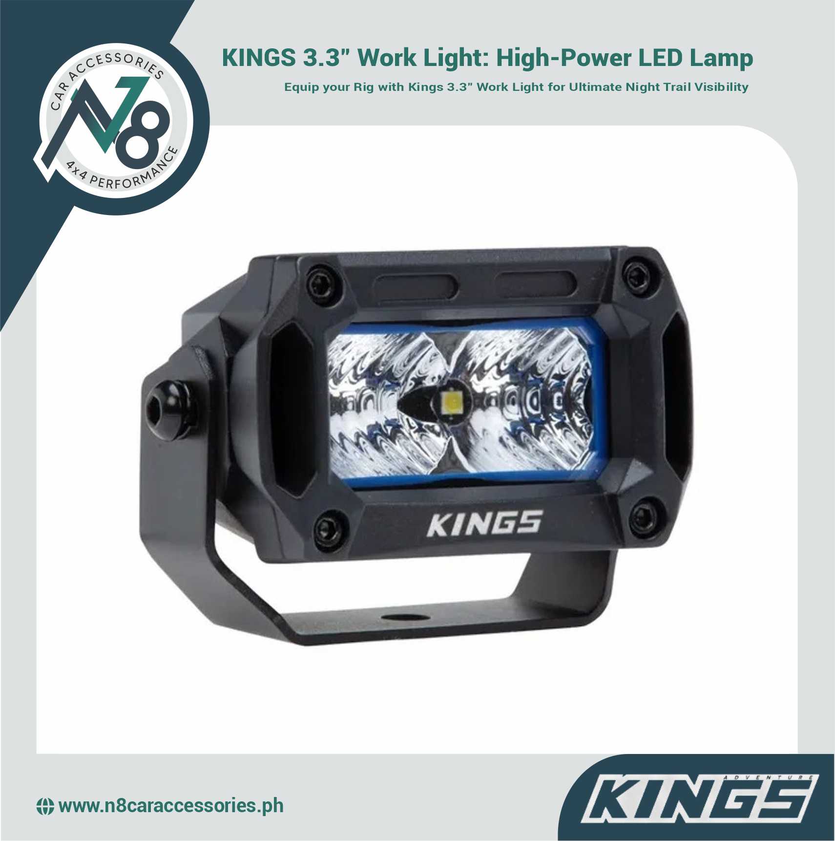 KINGS 3.3" Work Light: High-Power LED Lamp Genuine