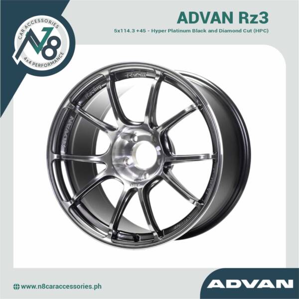 ADVAN RZ3 5x114.3 +45 Hyper Platinum Black and Diamond Cut (HPC) Genuine