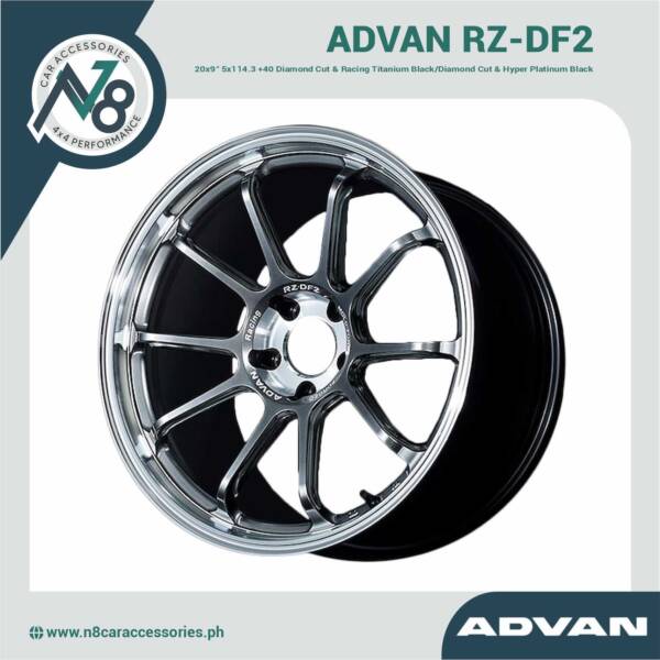 ADVAN RZ-DF2  20x9" 5x114.3 +40 Diamond Cut & Racing Titanium Black (DRTB)/Diamond Cut & Hyper Platinum Black (DHPB) Genuine