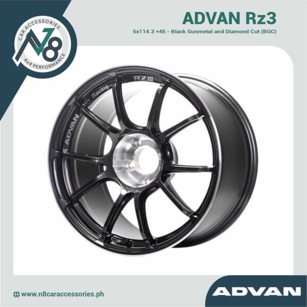 ADVAN RZ3 5x114.3 +45 Black Gunmetal and Diamond Cut (BGC) Genuine
