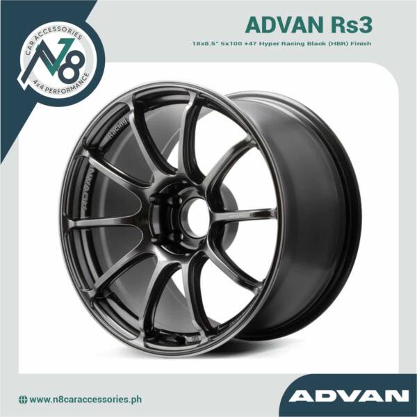 ADVAN RS3 18x8.5" 5x100 +47 Hyper Racing Black (HBR) Genuine