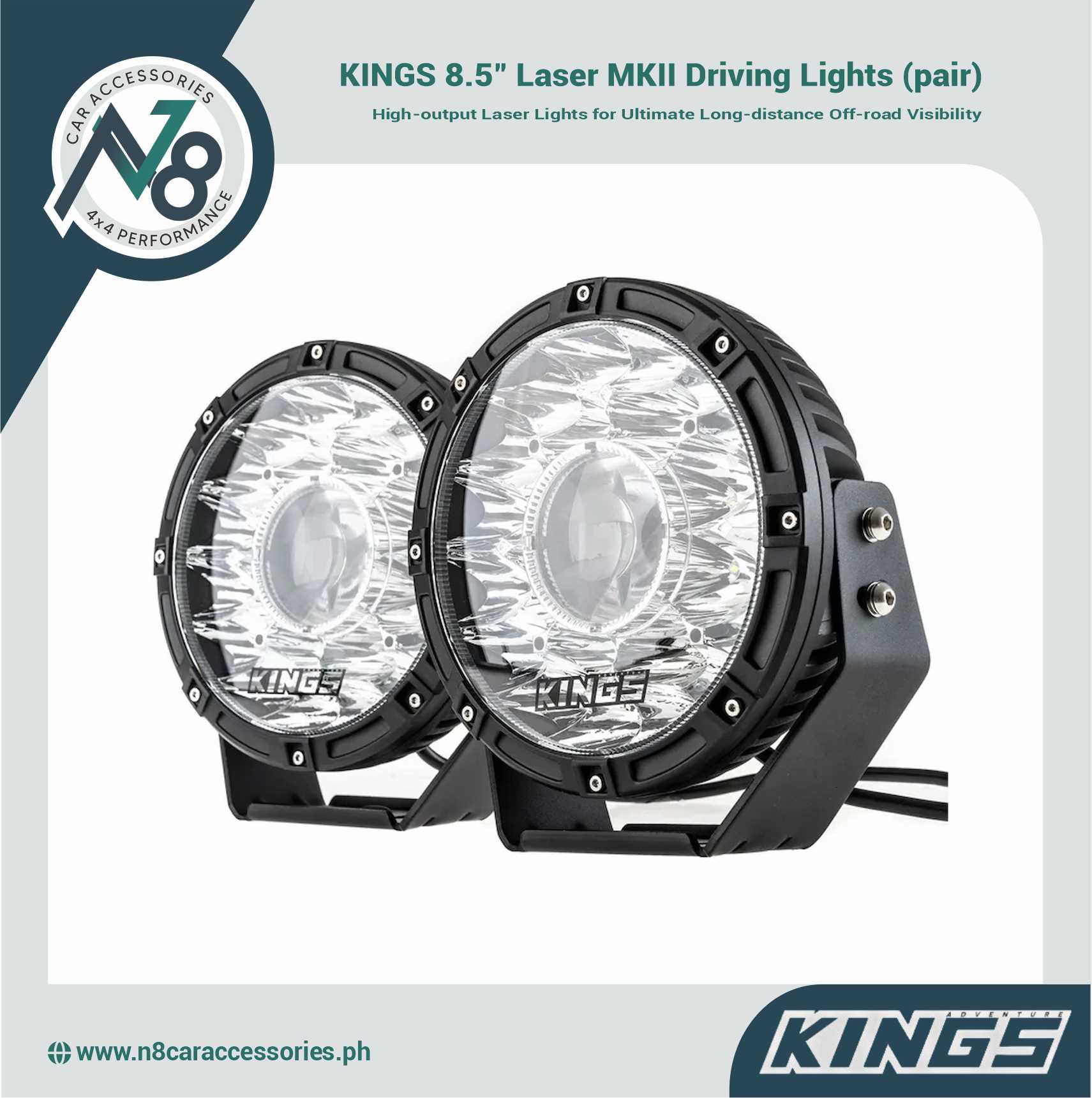 KINGS 8.5" Laser MKII Driving Lights (Pair) Genuine