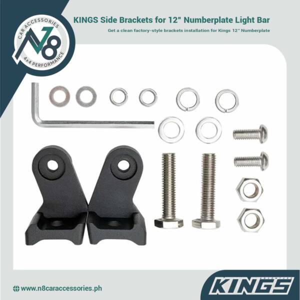 KINGS Side Brackets for 12” Numberplate Light Bar (pair)  Genuine