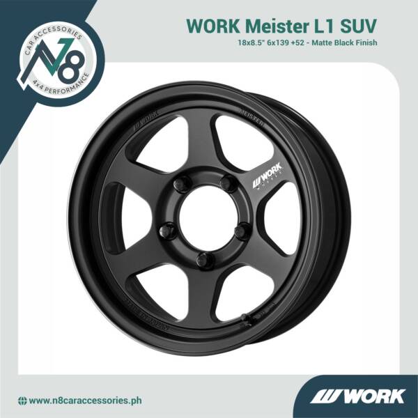 WORK MEISTER L1 SUV 18x8.5" 6x139 +52 Matte Black Finish Genuine