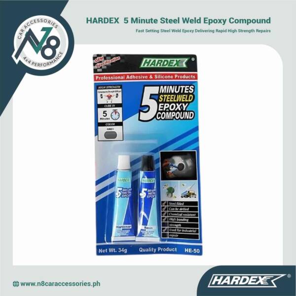 HARDEX 5 Minute Steel Weld Epoxy 34g Genuine