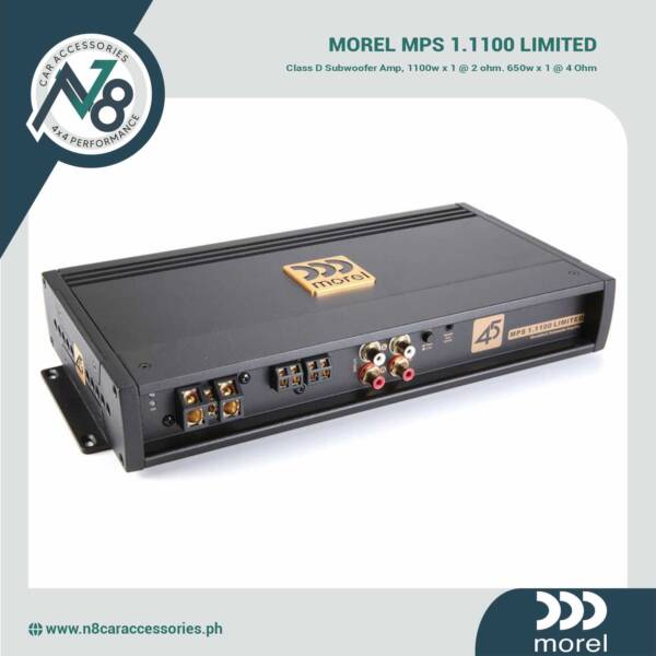 MOREL MPS 1.1100 Limited Class D Subwoofer Amp, 1100w x 1 at 2 ohm (650w RMS x 1 at 4 Ohm) Genuine