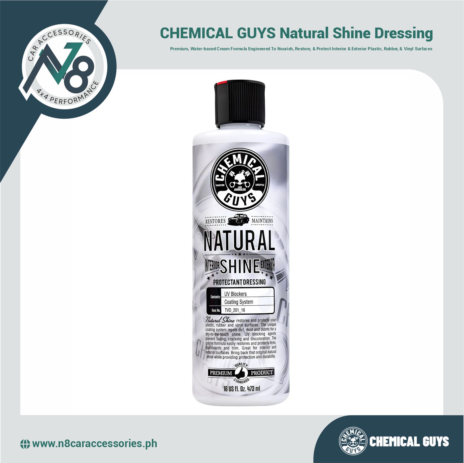 CHEMICAL GUYS Natural Shine Satin Shine Dressing Genuine