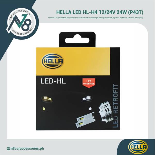 HELLA LED HL-H4 12/24V 24W (P43T) Genuine