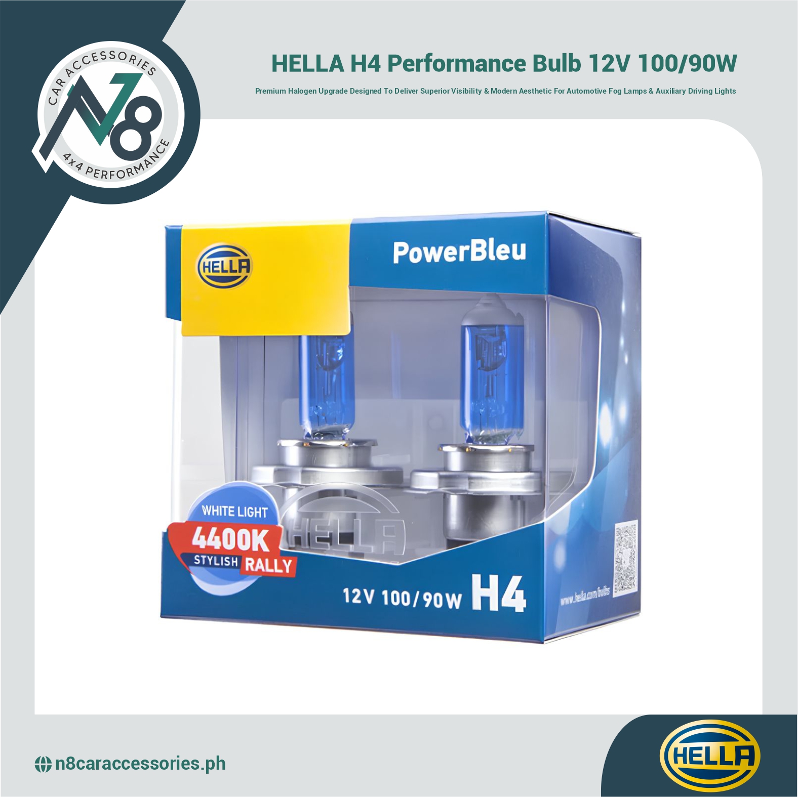 HELLA H4 Power Bleu Performance Bulb 12V 100/90W Genuine