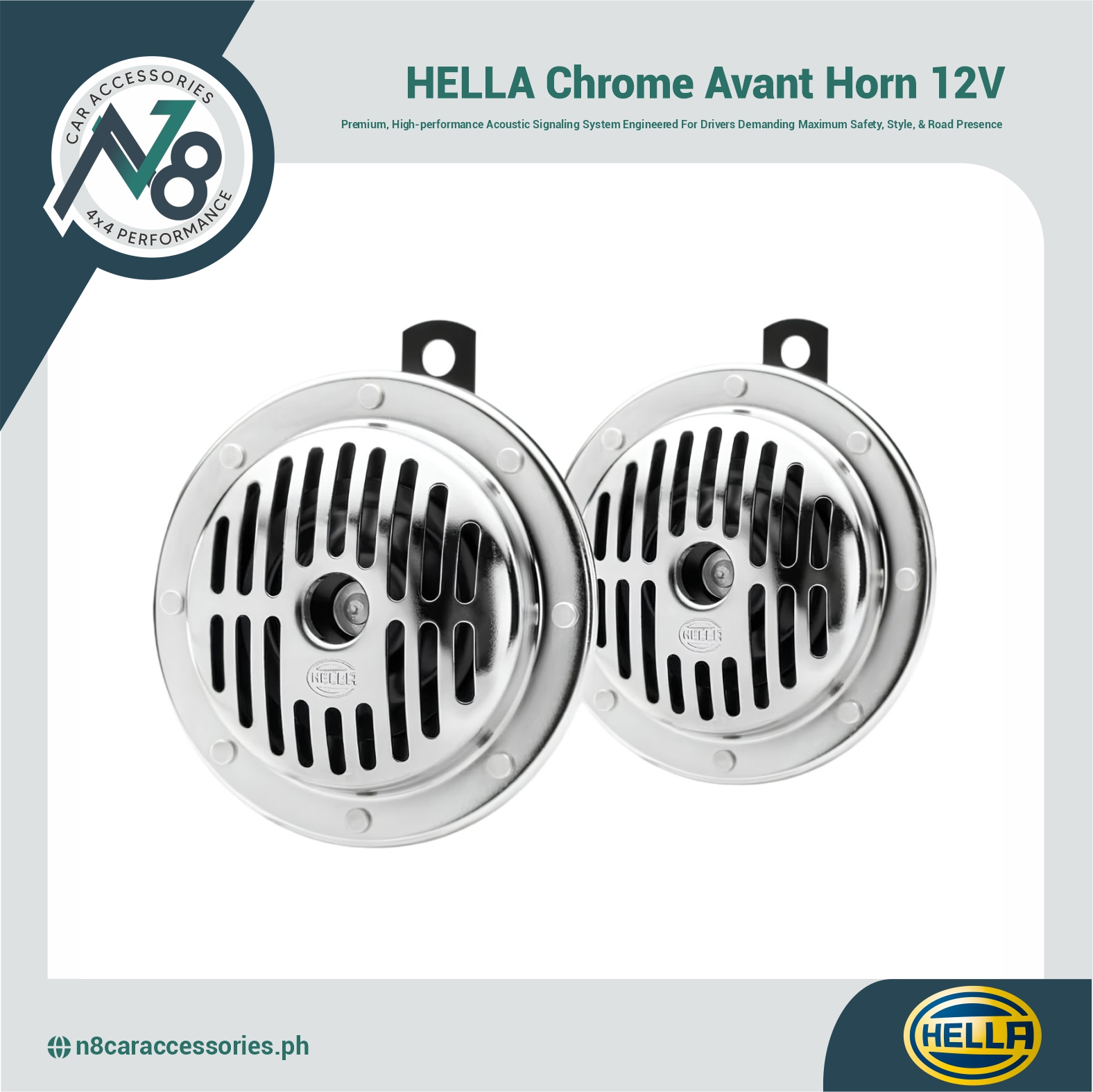 HELLA Chrome Avant Horn 12V Genuine
