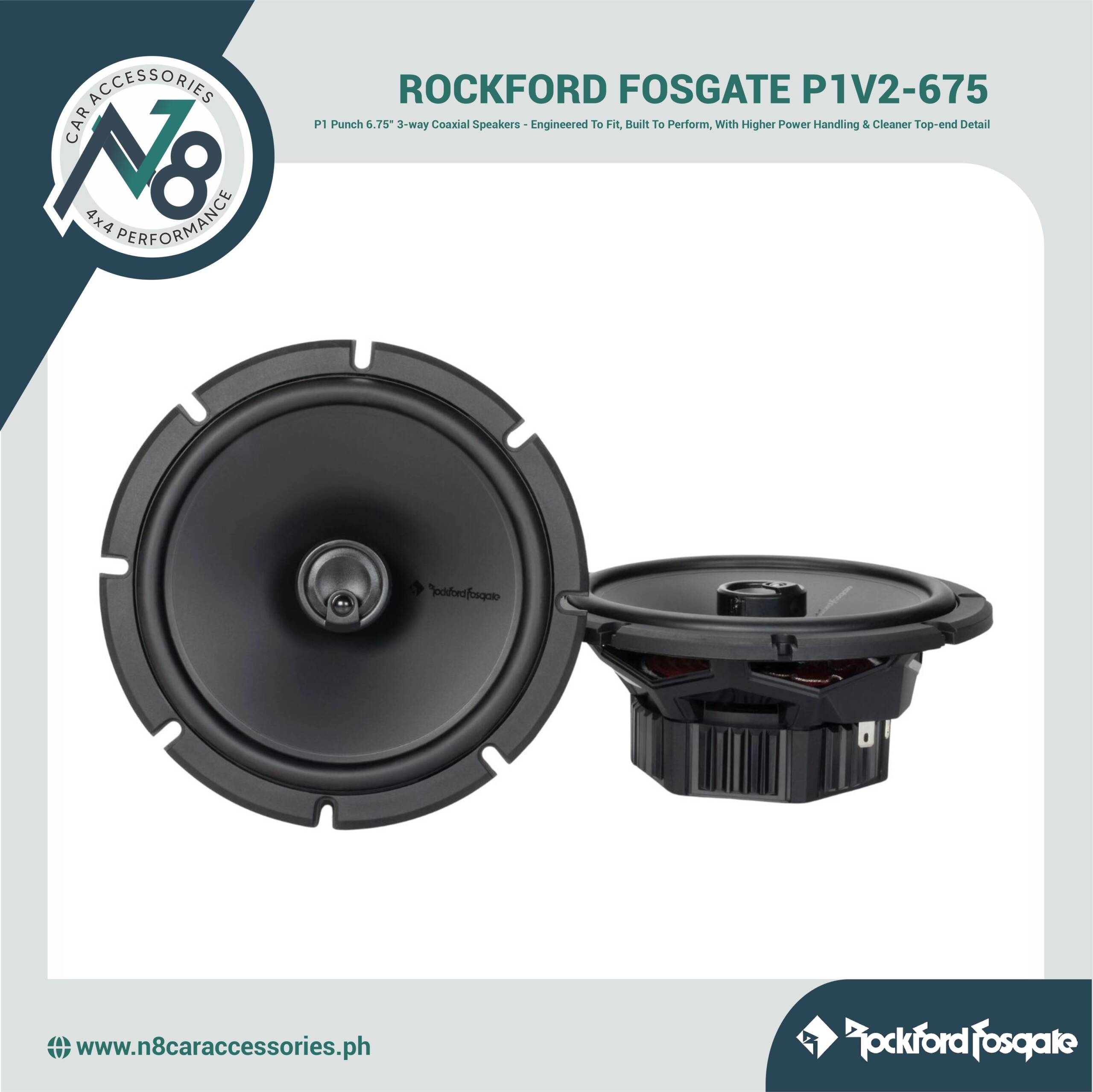 ROCKFORD FOSGATE Punch P1V2-675 6.75" 3-way Coaxial Speakers Genuine