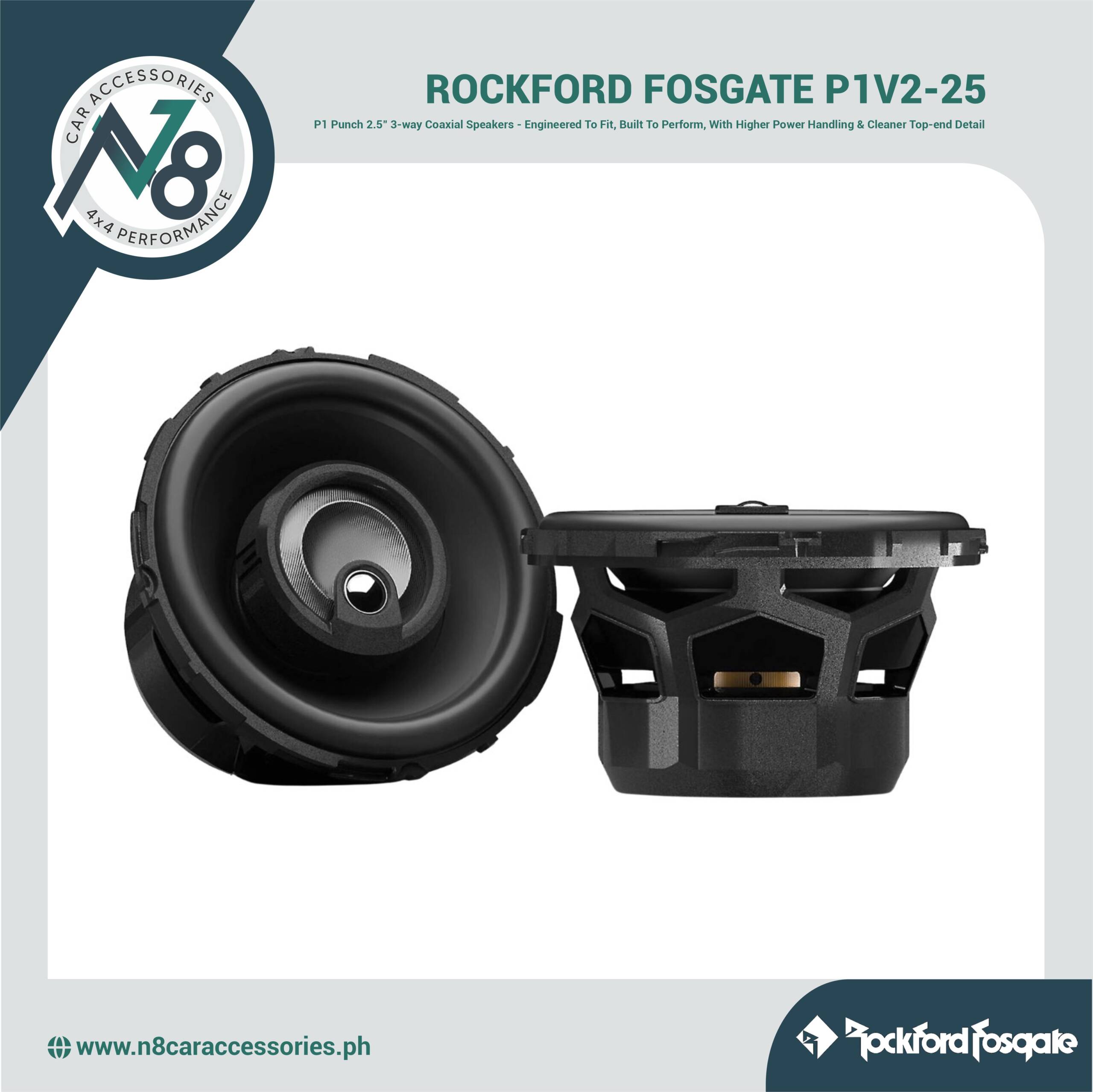 ROCKFORD FOSGATE Punch P1V2-25 2.5" 3-way Coaxial Speakers Genuine
