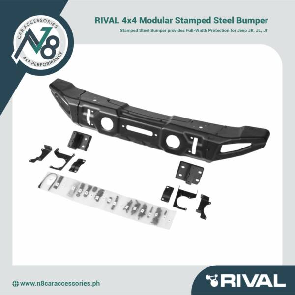 RIVAL 4x4 Modular Stamped Steel Full-Width Bumper for Jeep JK, JL, JT Genuine