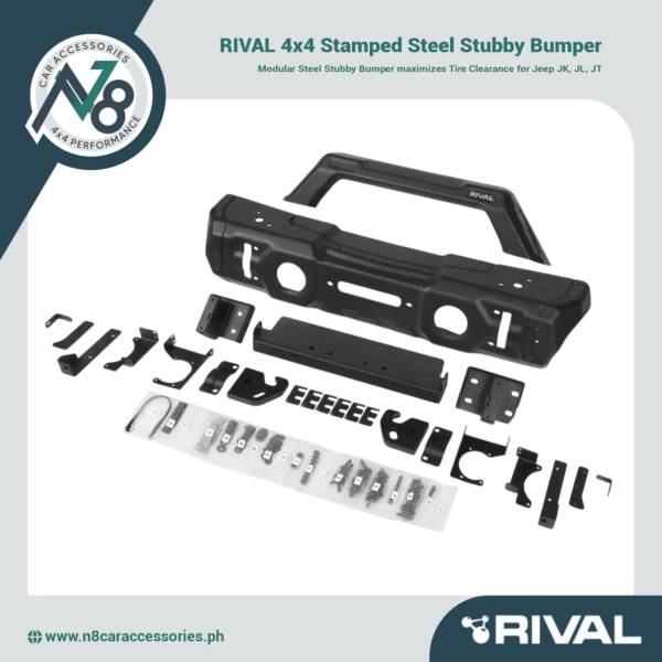 RIVAL 4X4 Modular Stamped Steel Stubby Bumper for Jeep JK, JL, JT Genuine