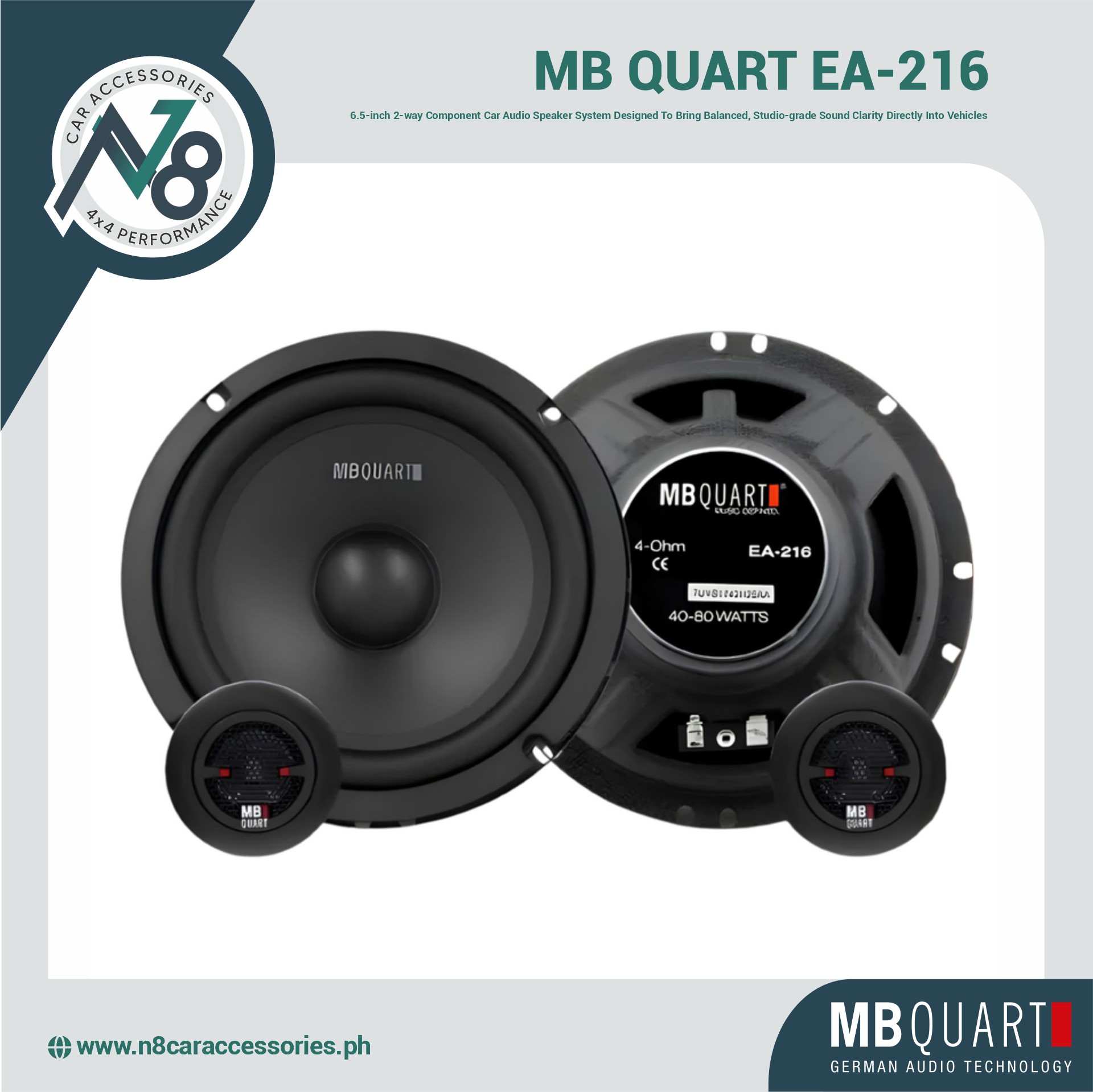 MB QUART EA-216 6.5" 2-Way Component Speaker System Genuine