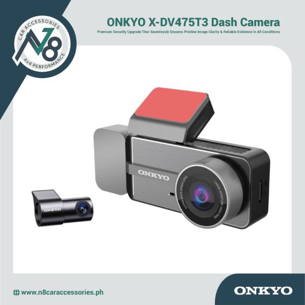 ONKYO X-DV475T3 Dash Cam 3.18", Front 4K + Rear 1K + Interior 1K, WIFI Genuine