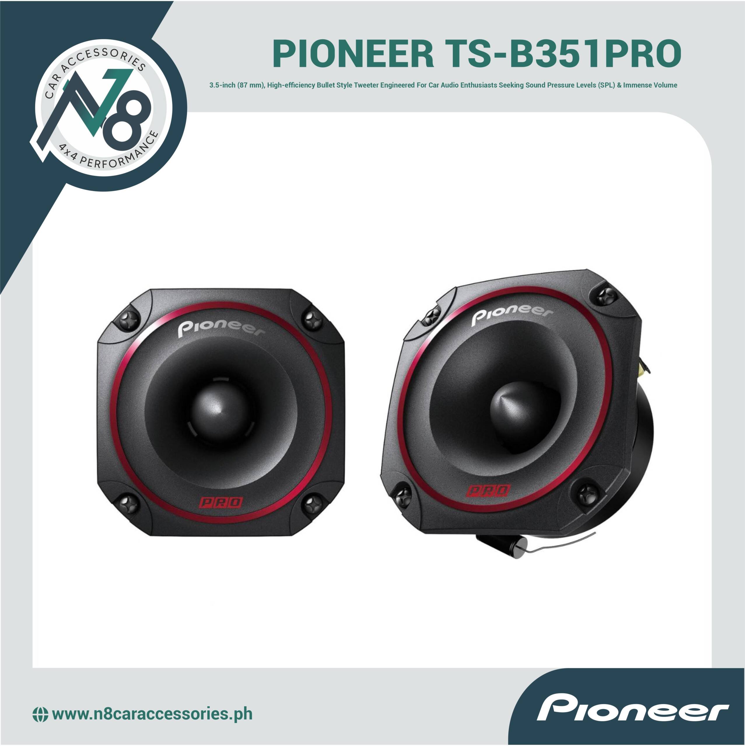 PIONEER TS-B351PRO 3.5" - 300 W Max Power Tweeter Genuine