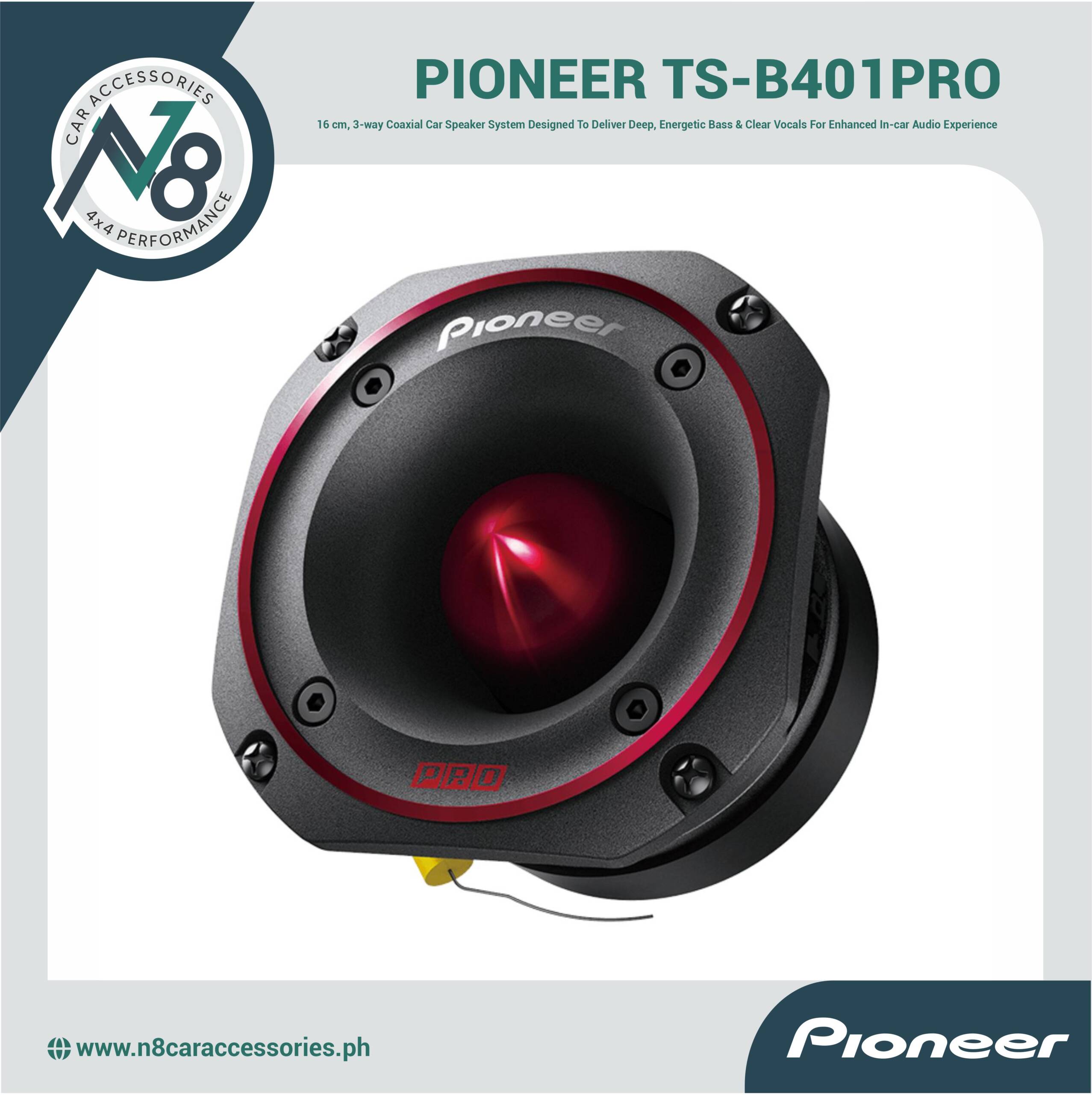 PIONEER TS-B401PRO 4" - 600 W Max Power Bullet Tweeter (One Unit) Genuine