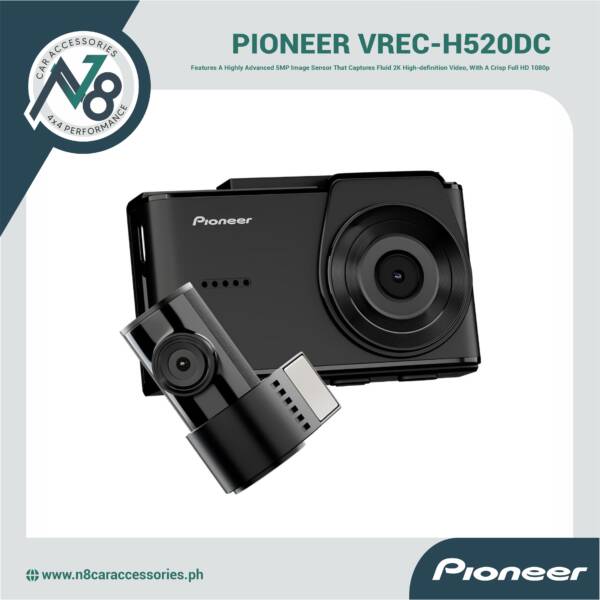 PIONEER VREC-H520DC Front & Rear Dash Camera - 2K, HDR + Full HD, 5MP - ADAS Alerts - WiFi / GPS Genuine