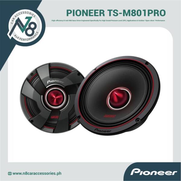 PIONEER TS-M801PRO 8.0" - 700 W Max Power PRO Series Midrange/Woofer Speakers Genuine